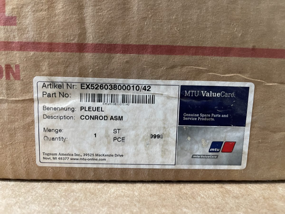 EX52603800010/42 Con Rod ASM MTU series 4000. New OEM genuine parts ⋆ ...